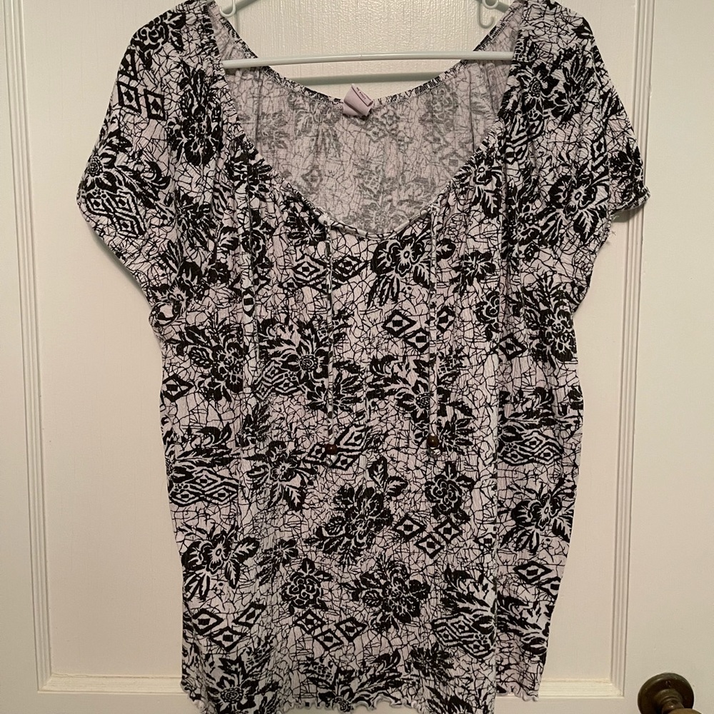 Black and white floral top.
